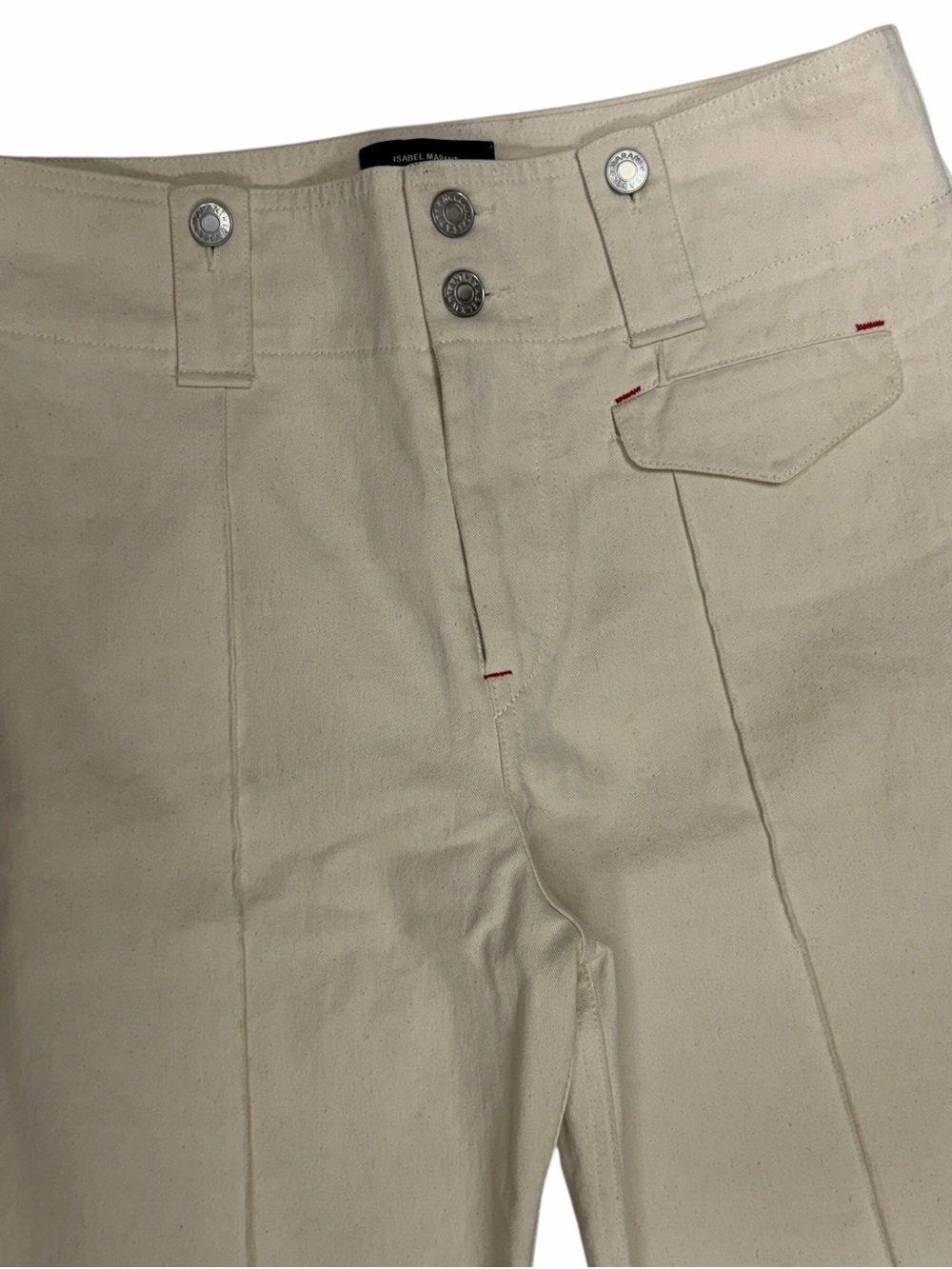 Isabel Marant Pants Women 8 40 Beige Dilemony Trouser High Waist Straight Cotton
